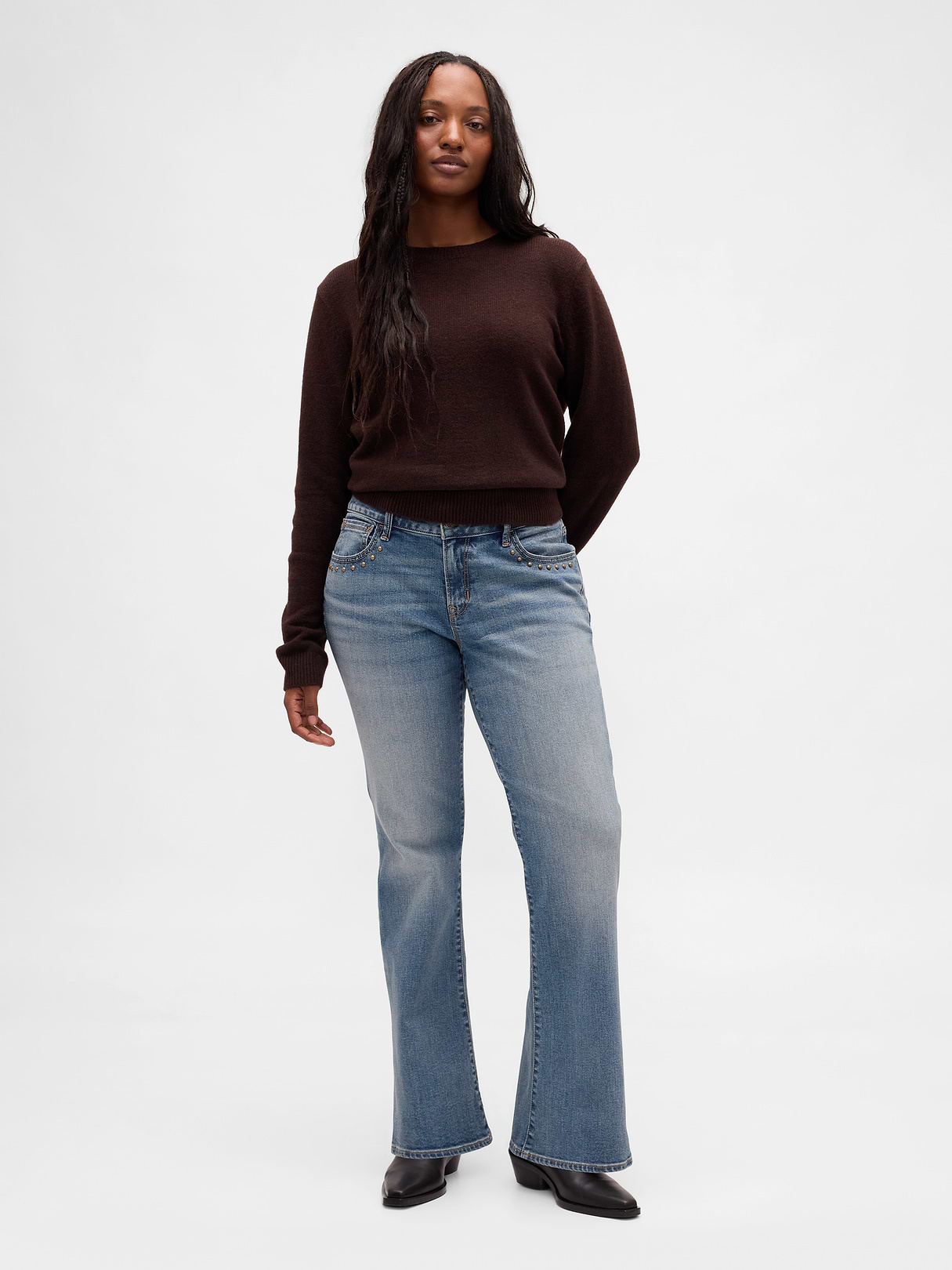 Low Rise Long & Lean Split-Hem Jeans - Medium indigo