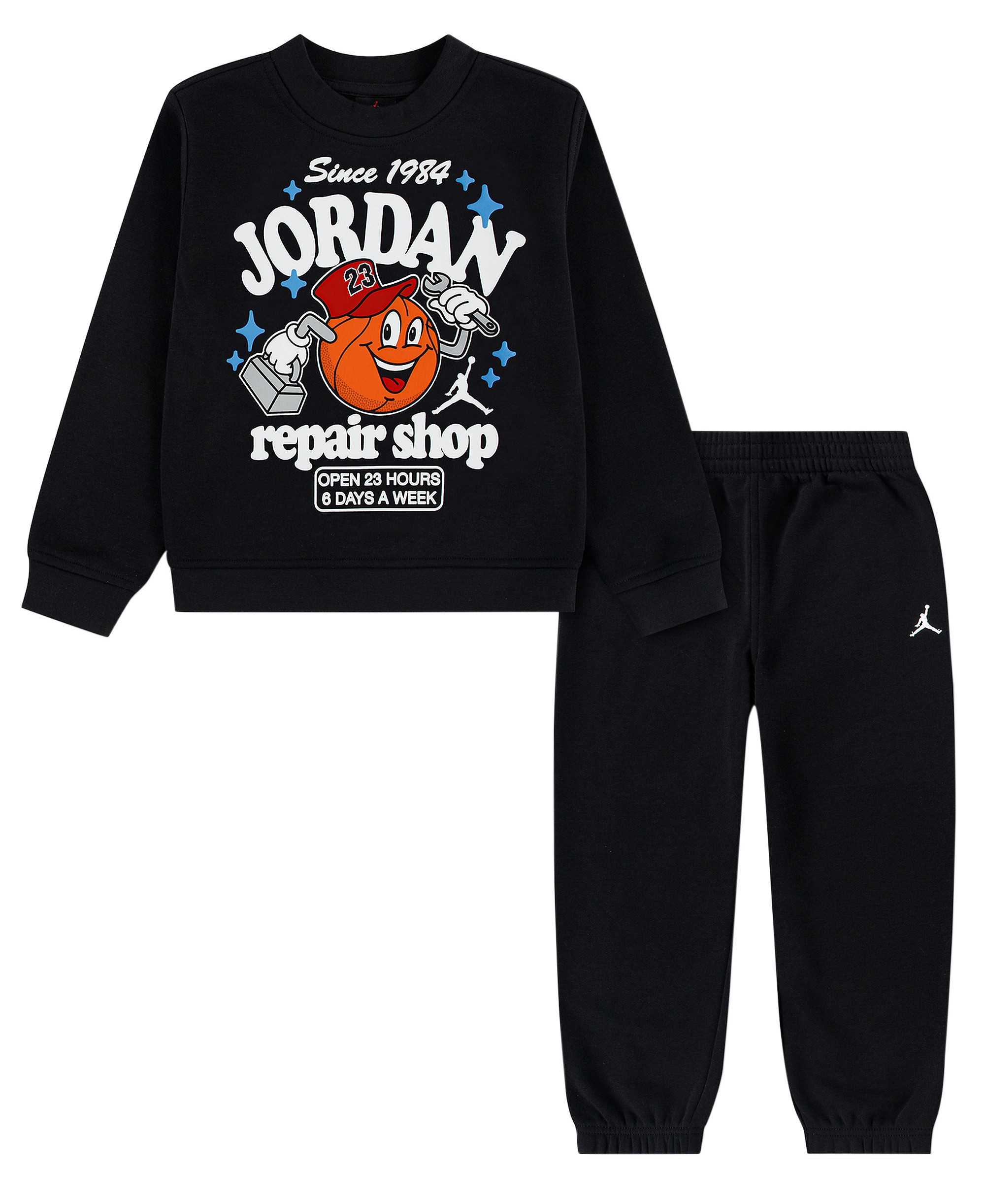 Jordan Boys' 4-7 Striped Fleece Long-Sleeve Top and Pants, 2-Piece Set - BLACK