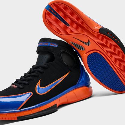 Men's Nithtke Air Zoom Huarache 2K4 PE Penny Hardaway Basketball Shoes - Black/Varsity Royal/Safety Orange - Detail shot