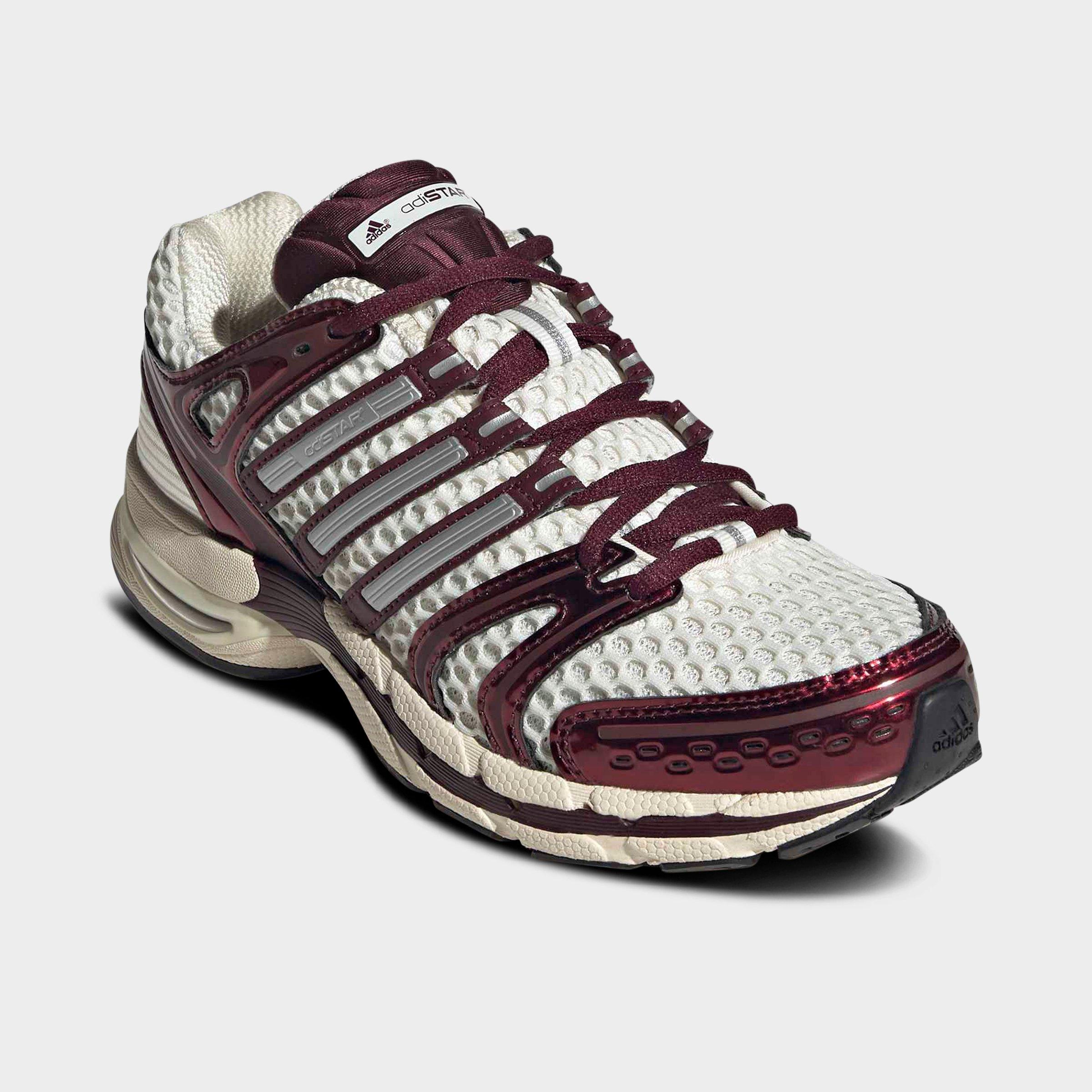 Women's adidas Adistar Control 5 Pony Print Casual Shoes - Part 1 - Cream White/Silver Metallic/Maroon - Both shoes facing left