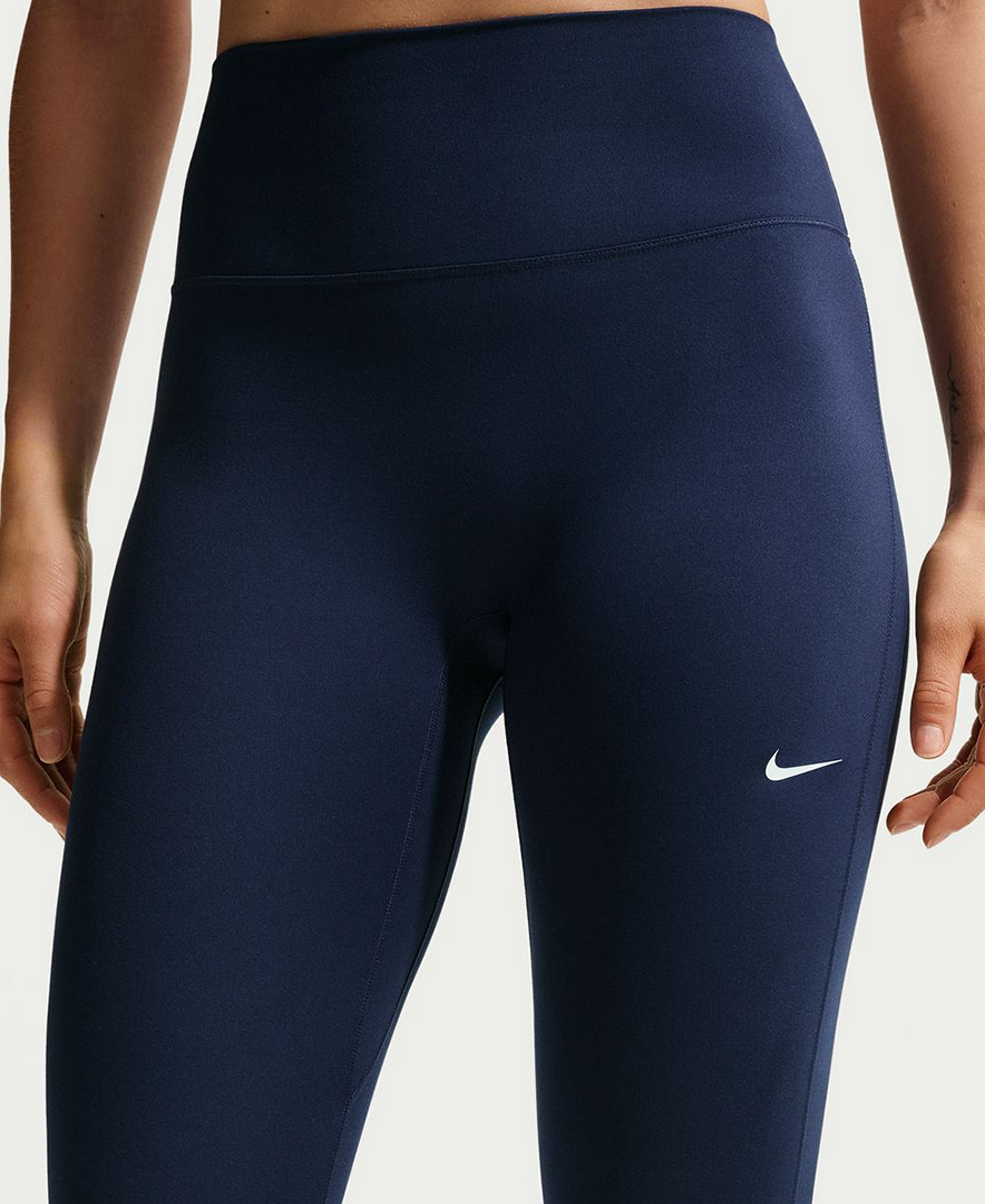 Nike Women's Seamless Front High-Waisted Leggings - Midnight Navy/White