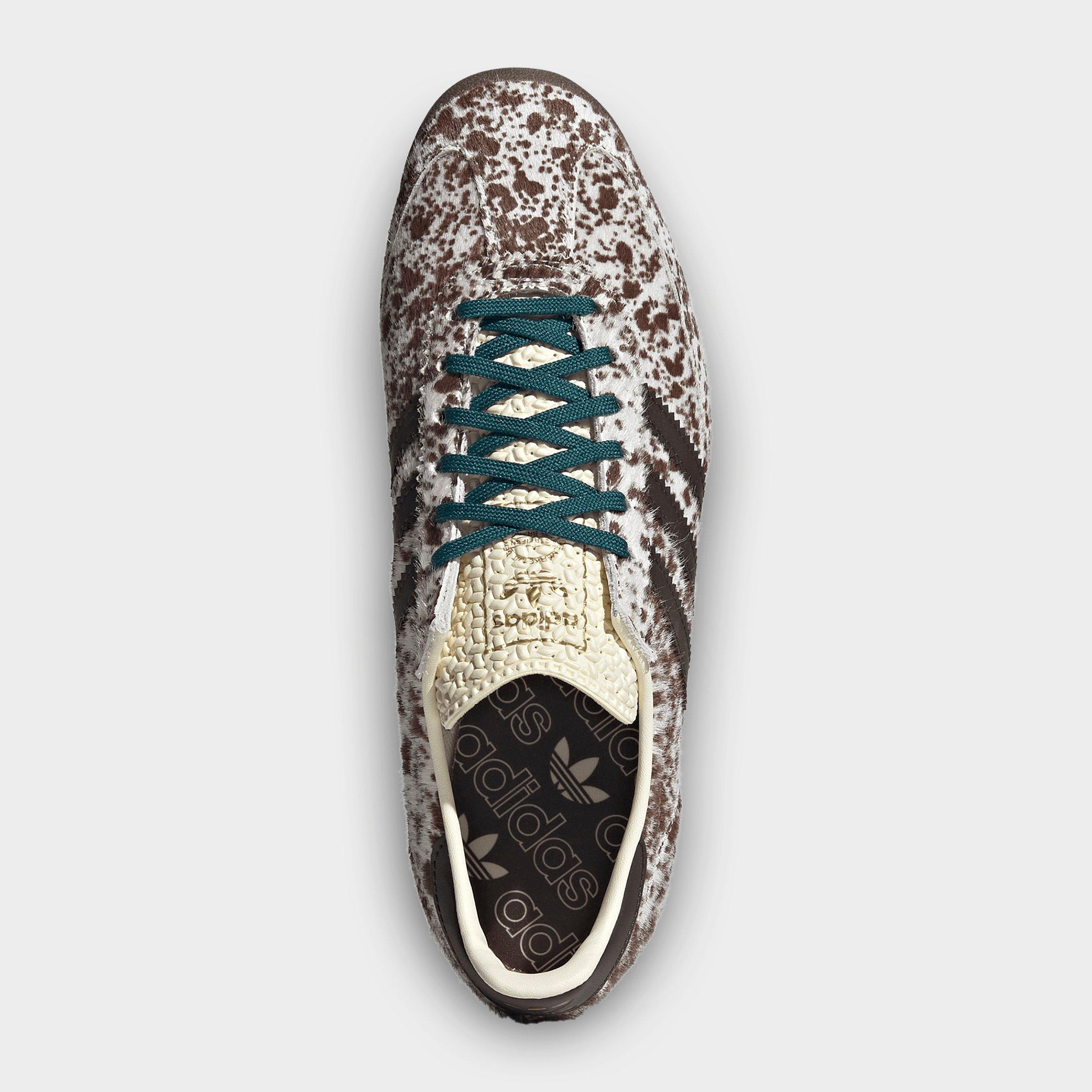 Women's adidas Originals SL 72 OG Pony Print Casual Shoes - Off White/Dark Brown/Rich Green - Top view