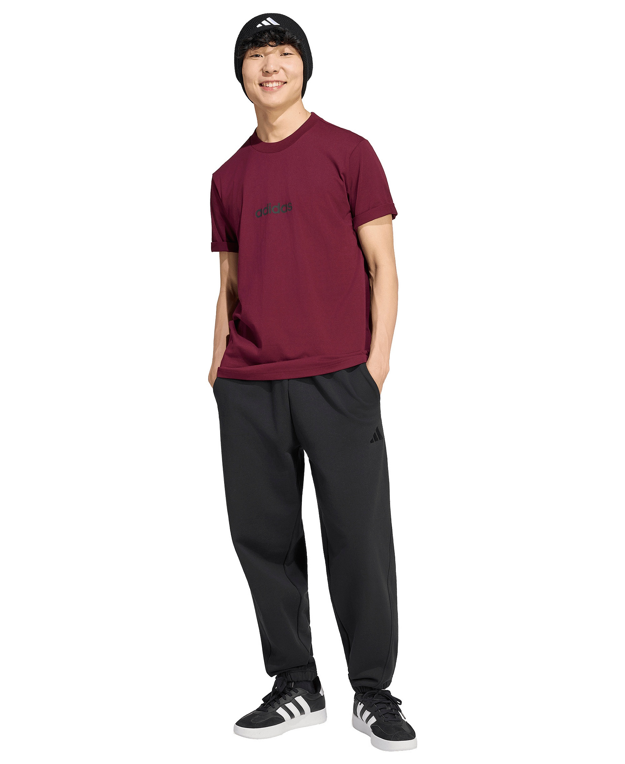 adidas Men's Essentials Linear Logo Graphic Regular-Fit T-Shirt - Maroon