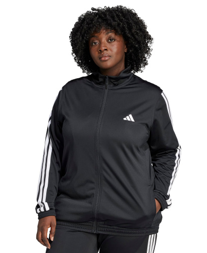 adidas Plus Size Essentials Tricot Three Stripes Track Jacket - Black/White