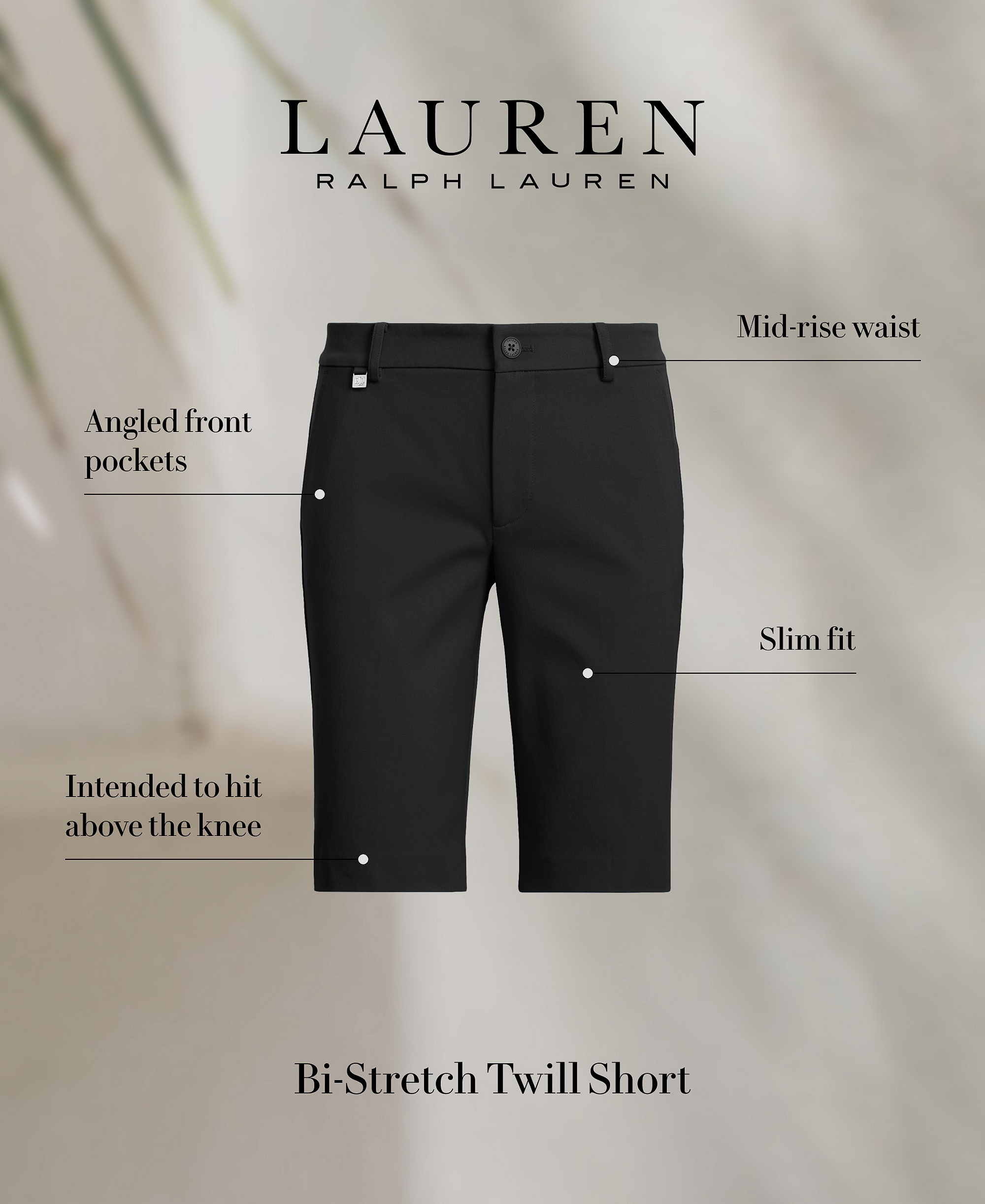 Lauren Ralph Lauren Twill Stretch Bermuda Shorts - Black