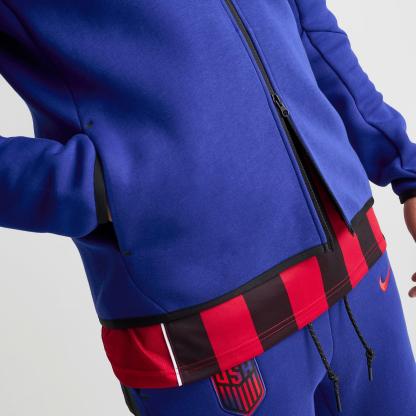 Men's Nike USA Soccer Tech Fleece Windrunner Full-Zip Hoodie - Deep Royal Blue/Challenge Red