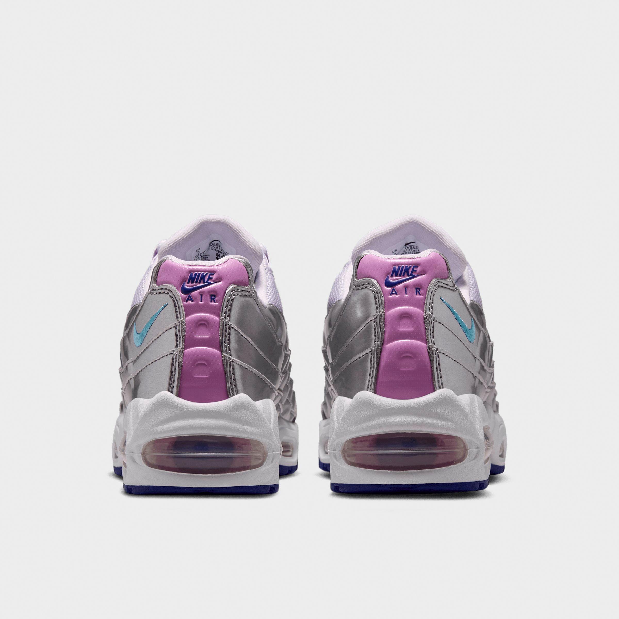 Women's Nithtke Air Max 95 Big Bubble Casual Shoes - Part 1 - Chrome/Barely Grape/Light Magenta/Lagoon Pulse - Back view