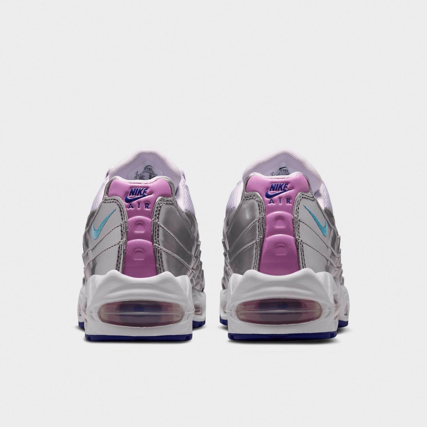 Women's Nithtke Air Max 95 Big Bubble Casual Shoes - Part 1 - Chrome/Barely Grape/Light Magenta/Lagoon Pulse - Back view