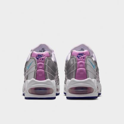 Women's Nithtke Air Max 95 Big Bubble Casual Shoes - Part 1 - Chrome/Barely Grape/Light Magenta/Lagoon Pulse - Back view