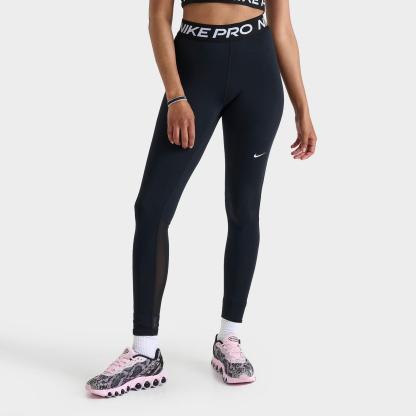 Women's Nike Pro 365 High-Waisted 7/8 Mesh Panel Leggings - Black/White