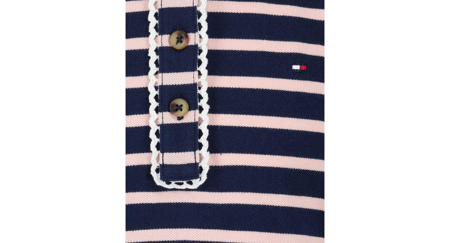Tommy Hilfiger Girls' 7-16 Striped Polo Collar Dress - Navy Blazer