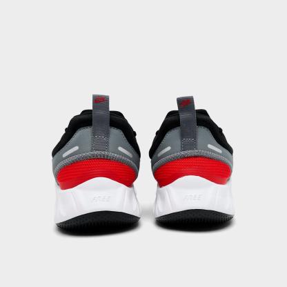 Big Kids' Nithtke Free Ride Running Shoes - Black/Cool Grey/University Red/White - Back view