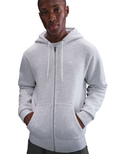 Nike Men's Full-Zip Fleece Regular-Fit Hoodie - Birch Heather/White