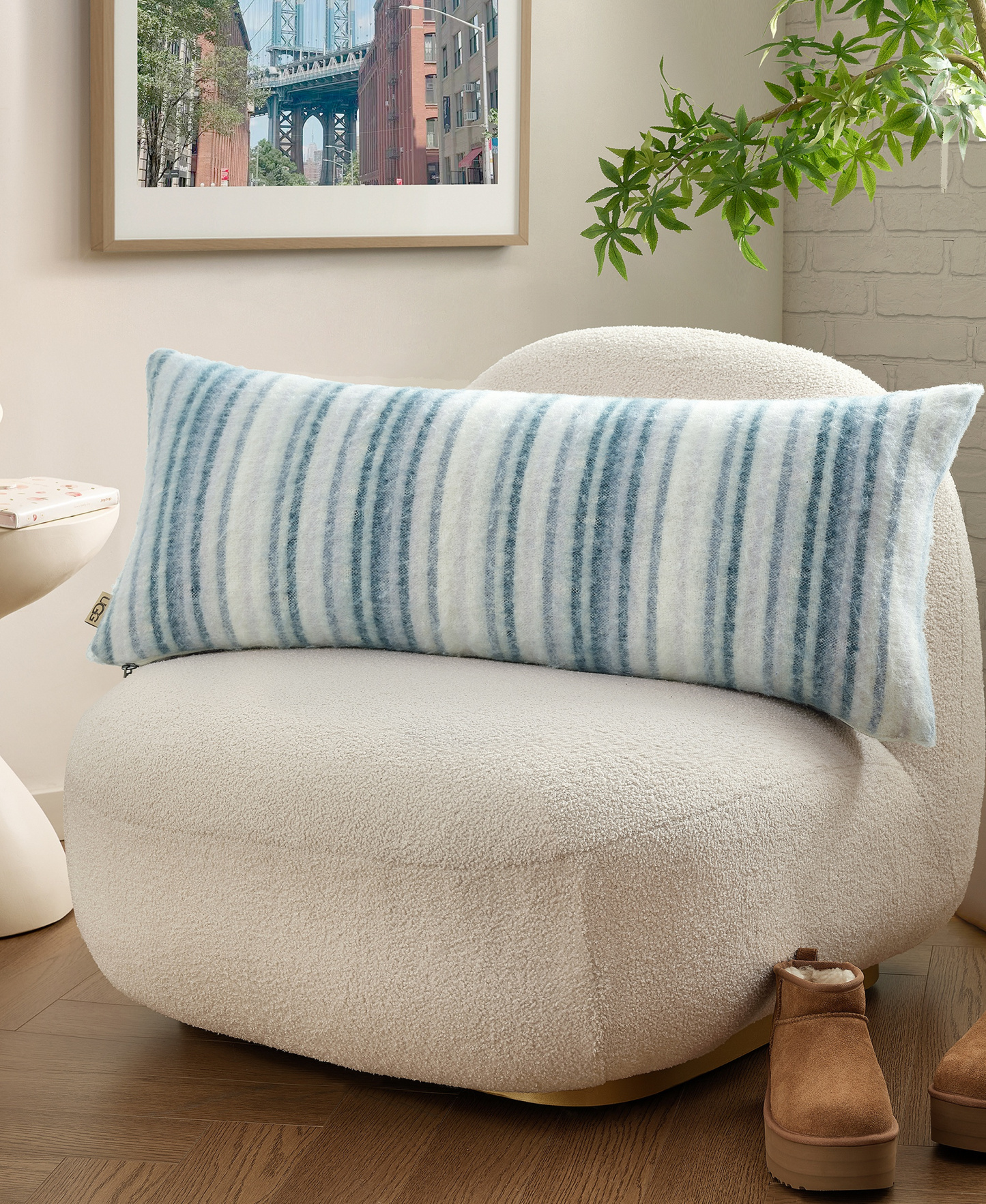 UGG® Joanna Lightweight Decorative Pillow, 36" x 14" - Silver Blue