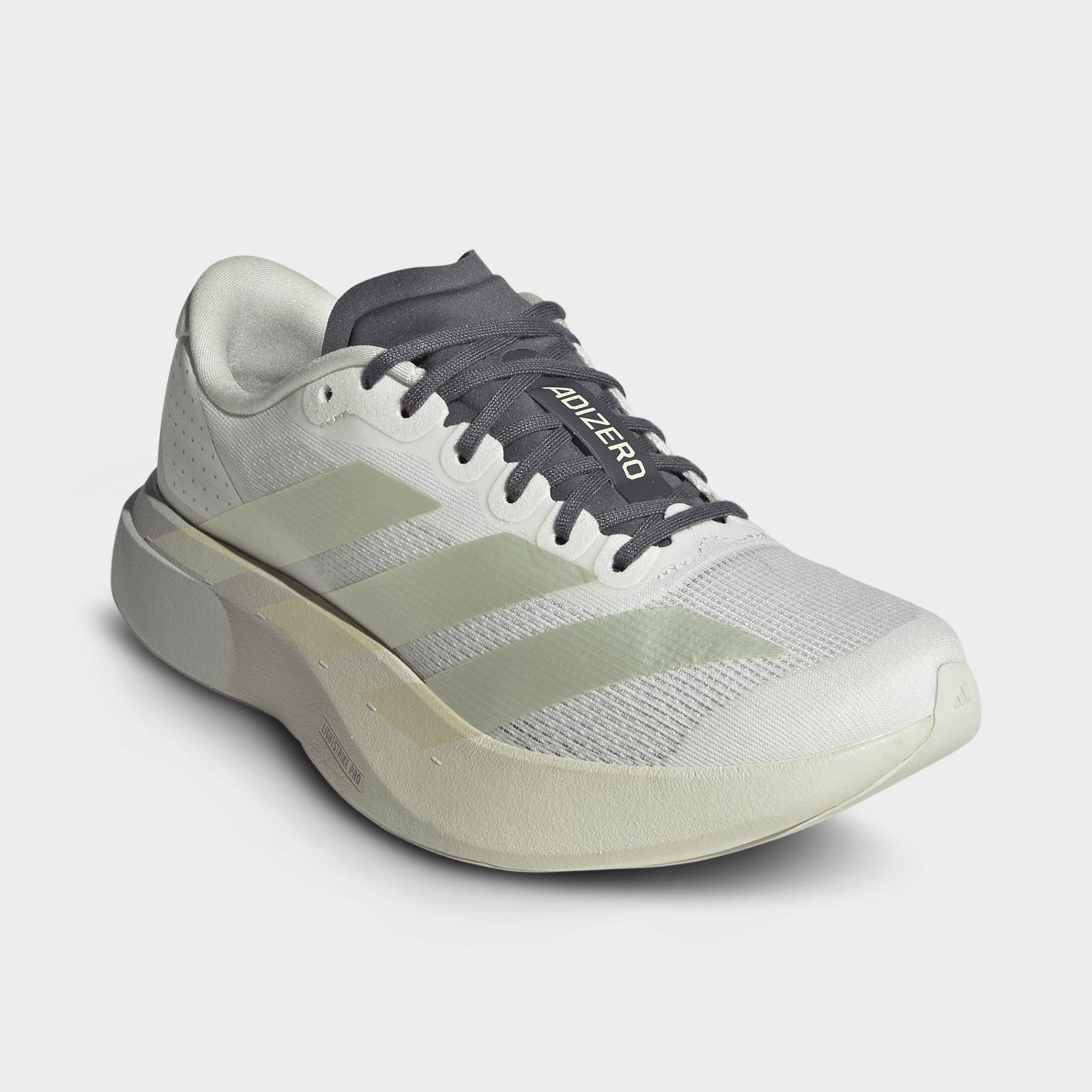Women's adidas Adizero EVO SL Running Shoes - Part 1 - Off White/Ice Gold Metallic/Granite - Both shoes facing left