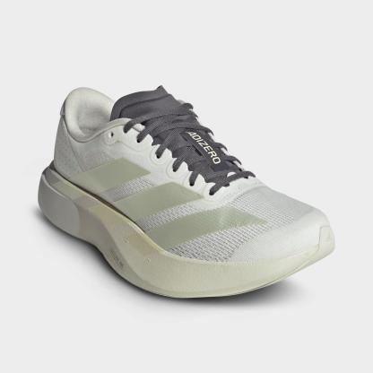 Women's adidas Adizero EVO SL Running Shoes - Part 1 - Off White/Ice Gold Metallic/Granite - Both shoes facing left