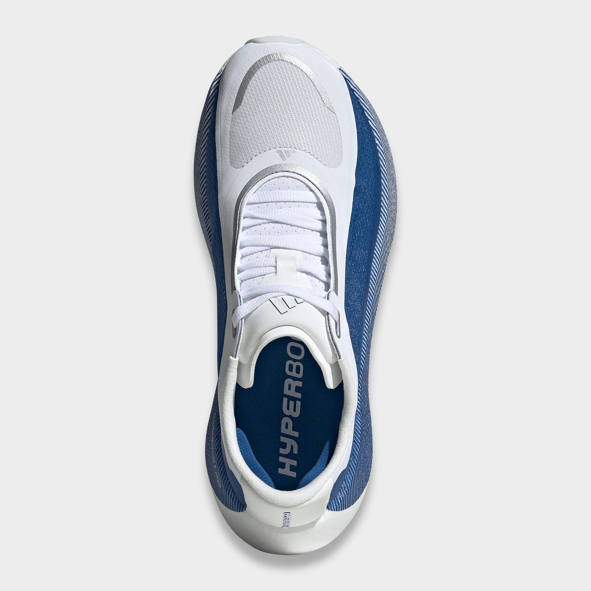 Women's adidas Hyperboost Edge Running Shoes - Part 2 - Cloud White/Eqt Blue/Zero Metallic - Top view