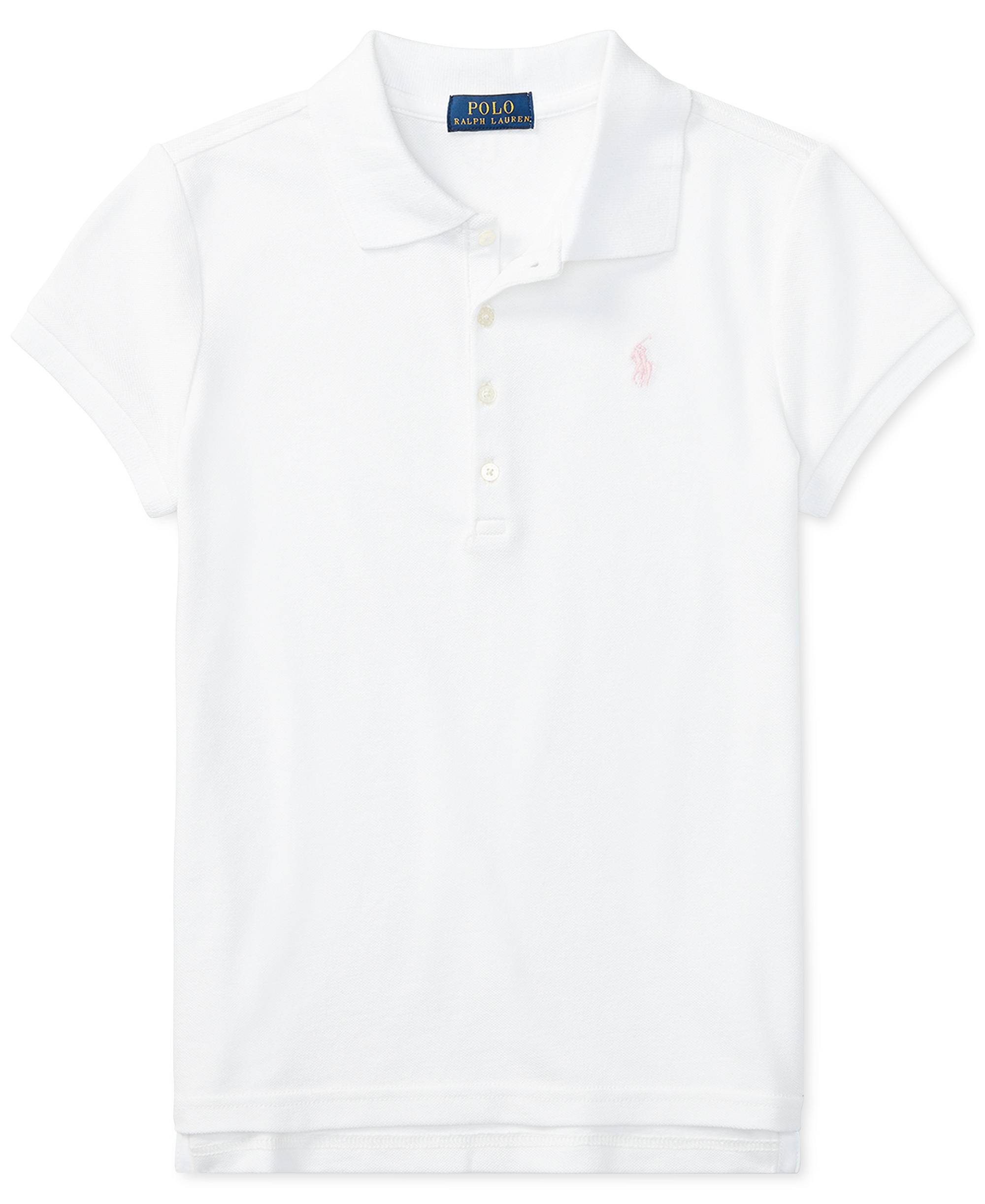 Polo Ralph Lauren Girls' 7-16 Stretch Cotton Mesh Polo Shirt - White