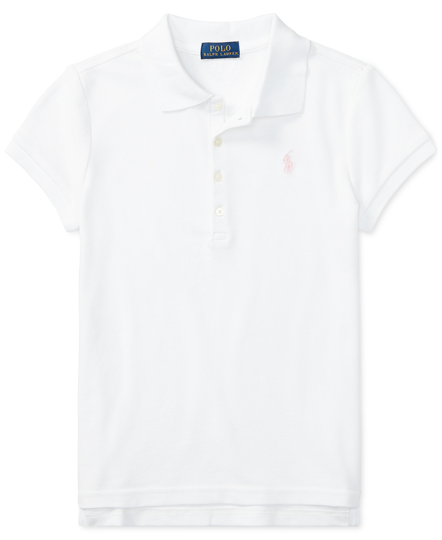 Polo Ralph Lauren Girls' 7-16 Stretch Cotton Mesh Polo Shirt - White