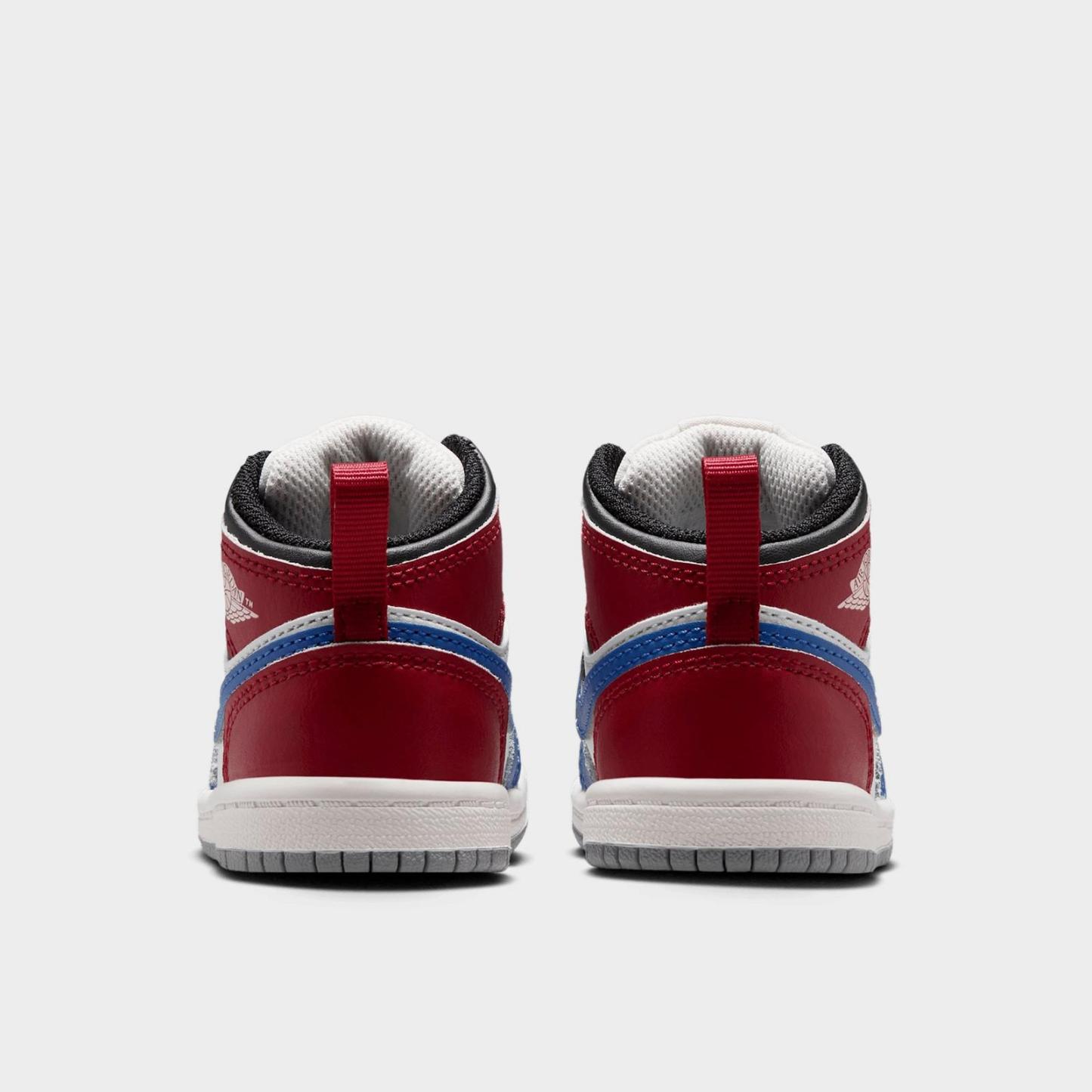 Kids' Toddler Air Jordan Retro 1 Mid Casual Shoes - True Blue/Varsity Red/Black/Summit White - view 4