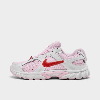 Big Kids' Nithtke V5 RNR Suede Casual Shoes - Summit White/Pink Foam/Playful Pink/Light Crimson - Left shoe facing left. Outside of the shoe.