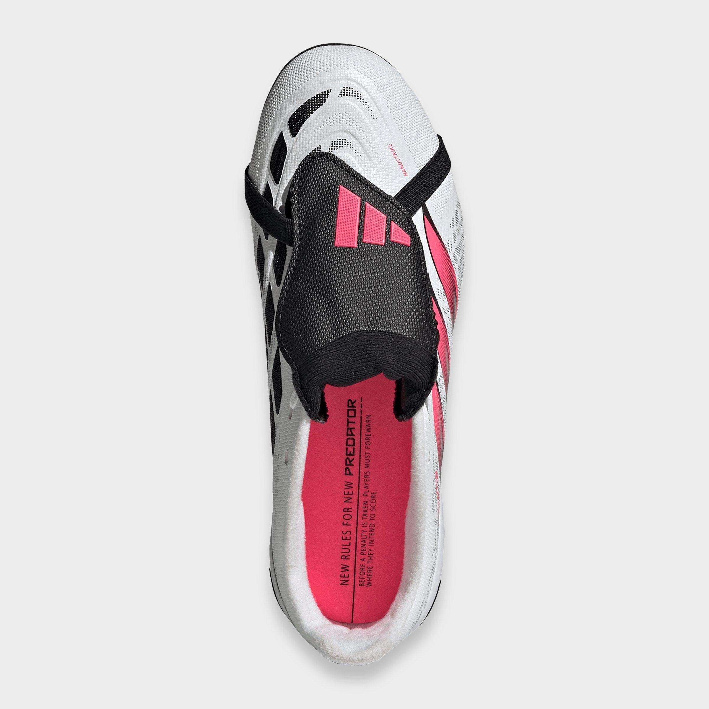 Big Kids' adidas Predator League Fold-Over Tongue Firm Ground Soccer Cleats - Cloud White/Solar Turbo/Core Black - Top view
