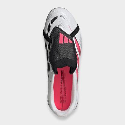 Big Kids' adidas Predator League Fold-Over Tongue Firm Ground Soccer Cleats - Cloud White/Solar Turbo/Core Black - Top view