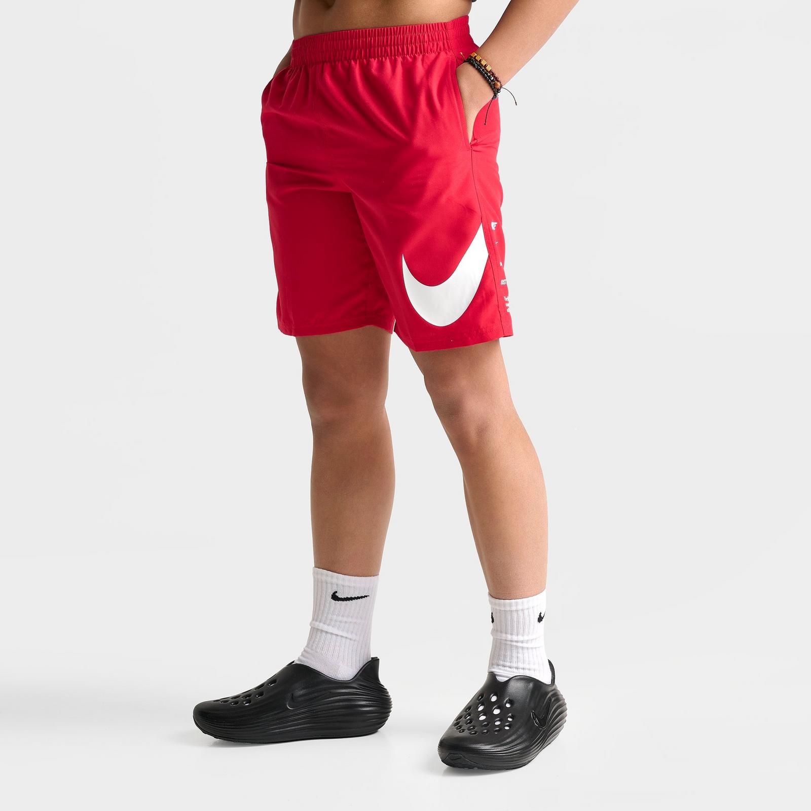 Big Kids' Nike Stacked Logo Swim Shorts - University Red