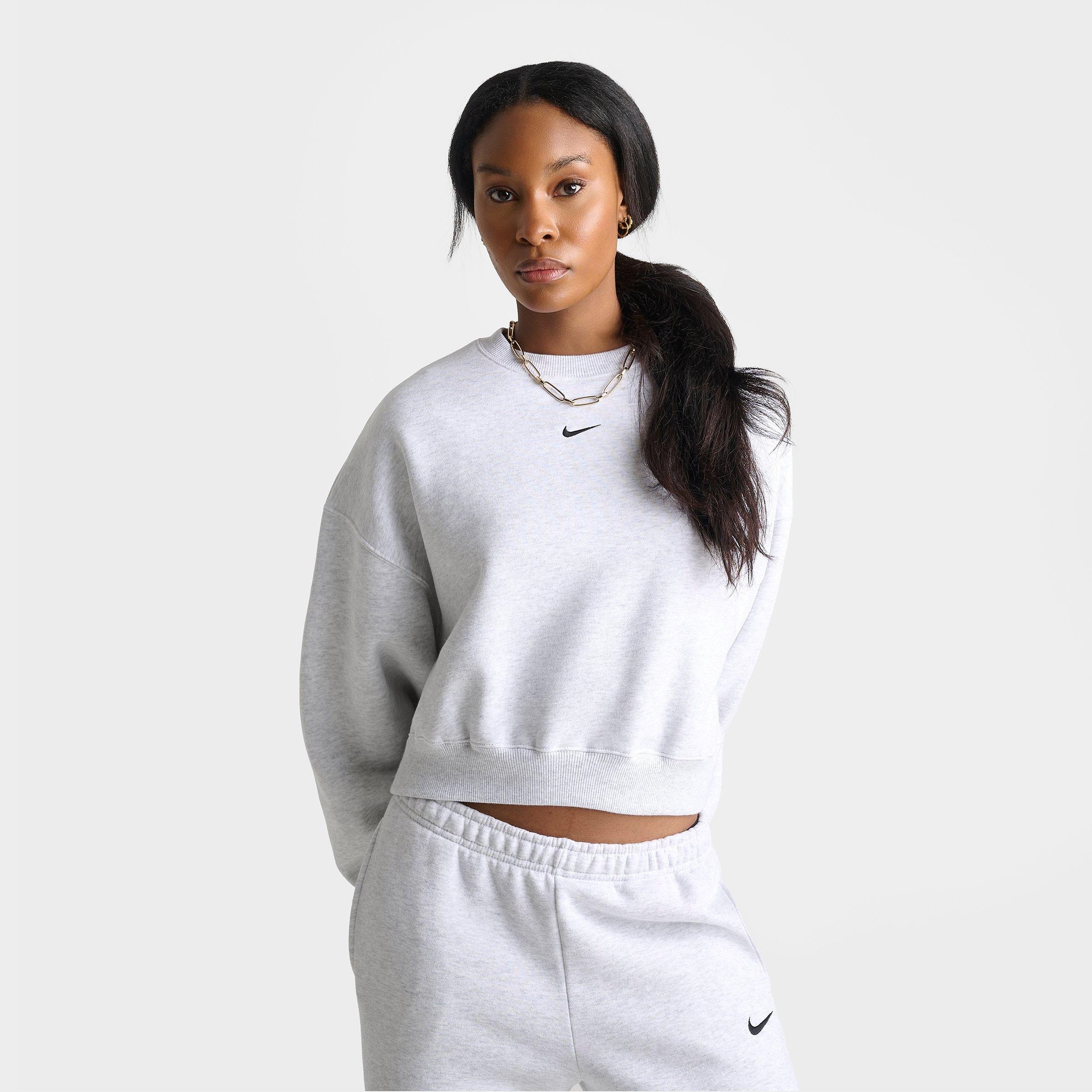 Women's Nithtke Studio Fleece Medium Weight Oversized Cropped Crewneck Sweatshirt - Birch Heather/Black