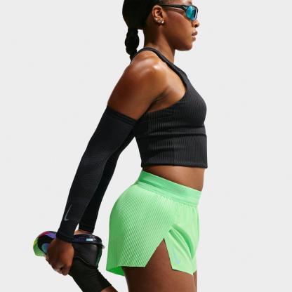 Women's Nithtke AeroSwift Dri-FIT ADV Mid-Rise 3 Inch Brief-Lined Shorts - Illusion Green/Black/White/Aluminum