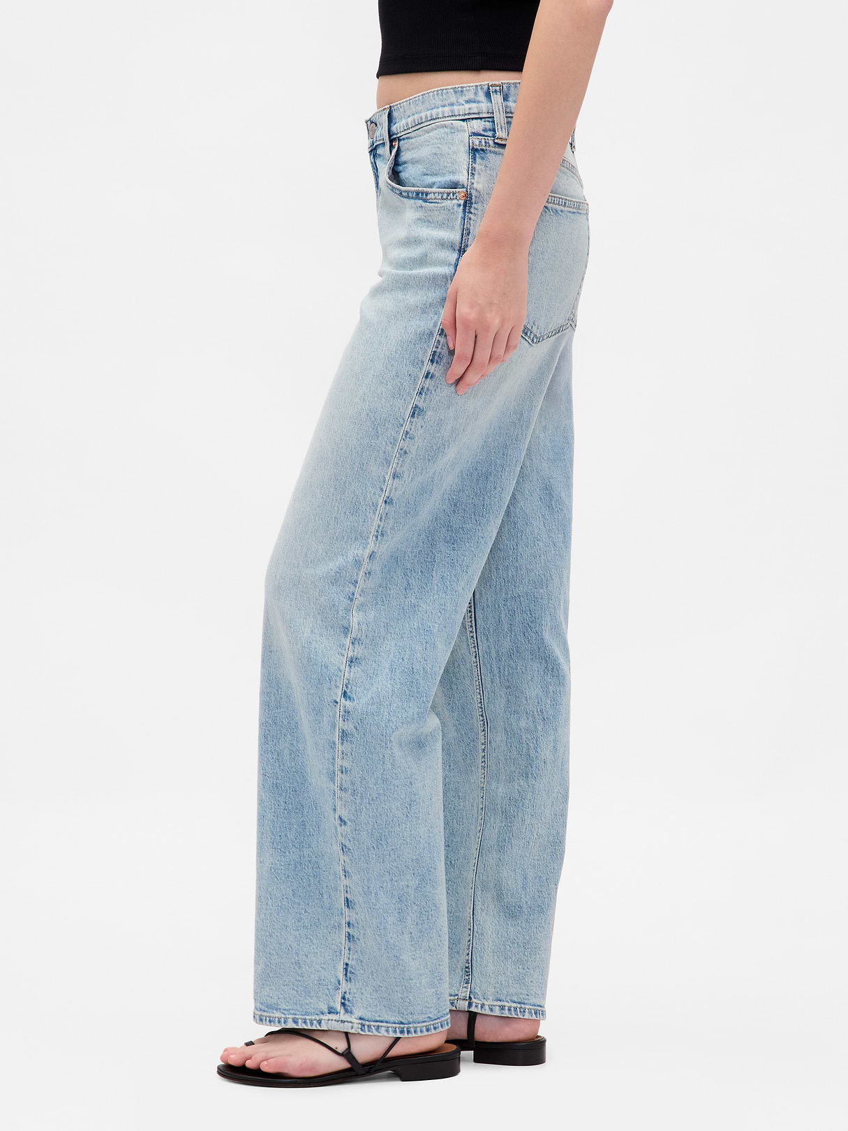 Low Rise Drawcord '90s Loose Jeans - Light blue indigo