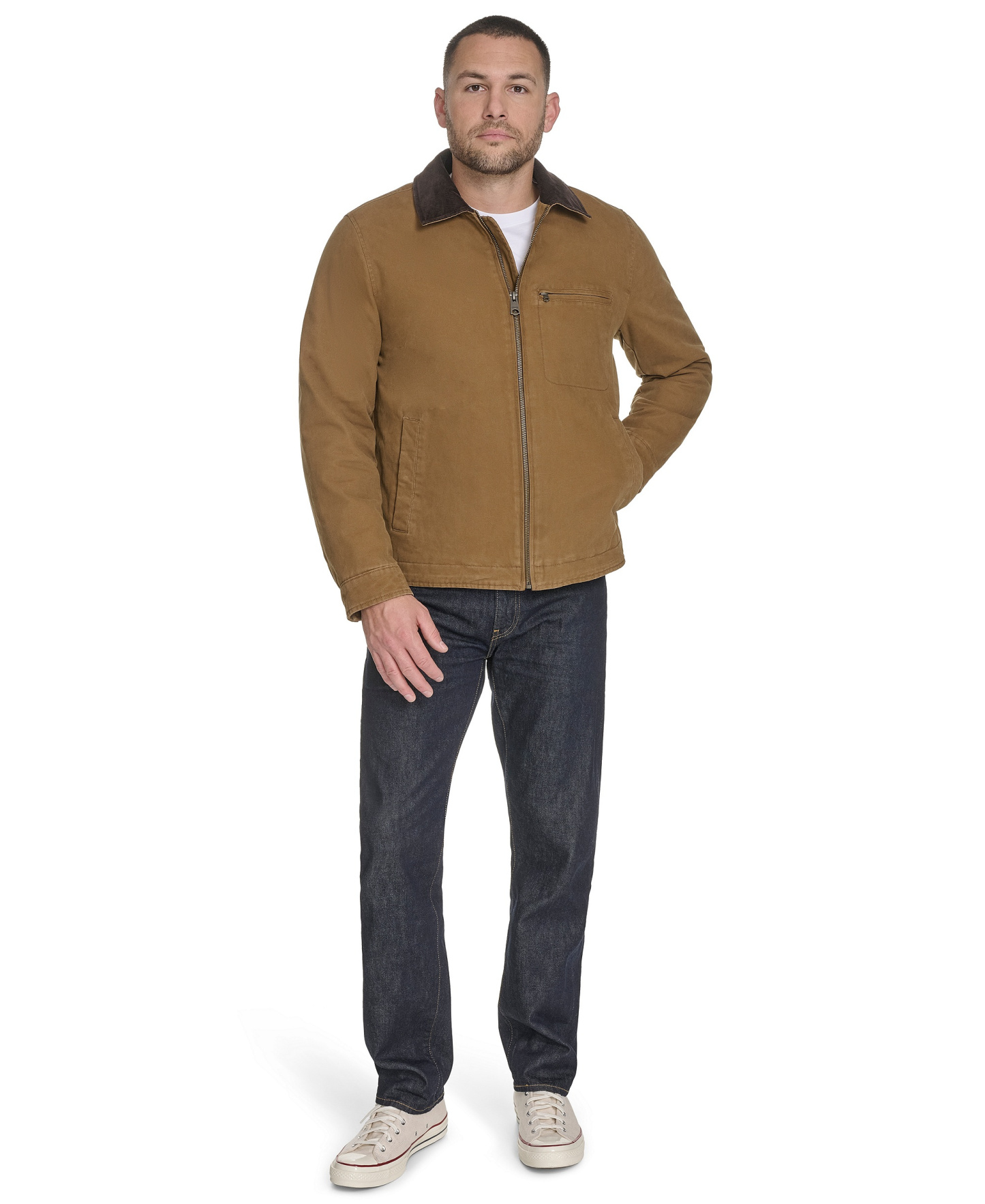 Levi's Men's Cotton Canvas Zip-Front Depot Jacket - Worker Brown
