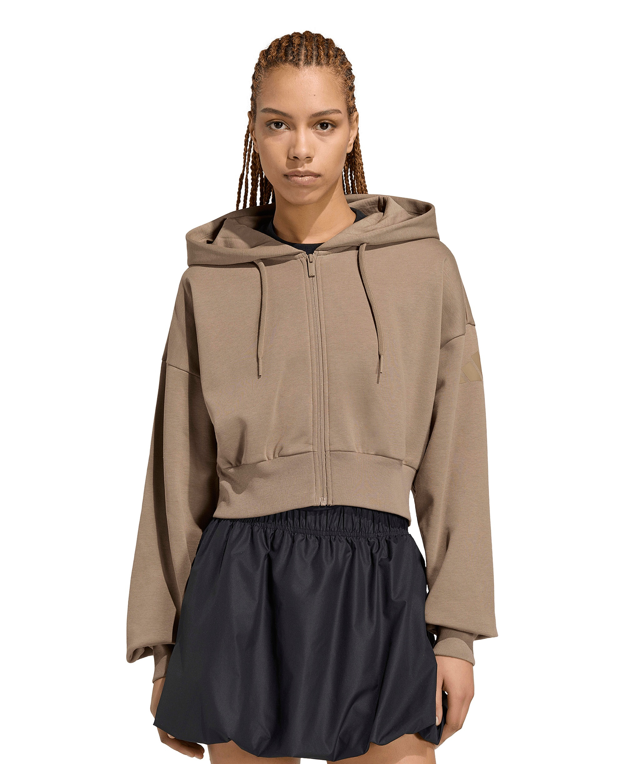 adidas Women's Essentials Contemporary Fleece Full-Zip Hooded Jacket - Khaki Six