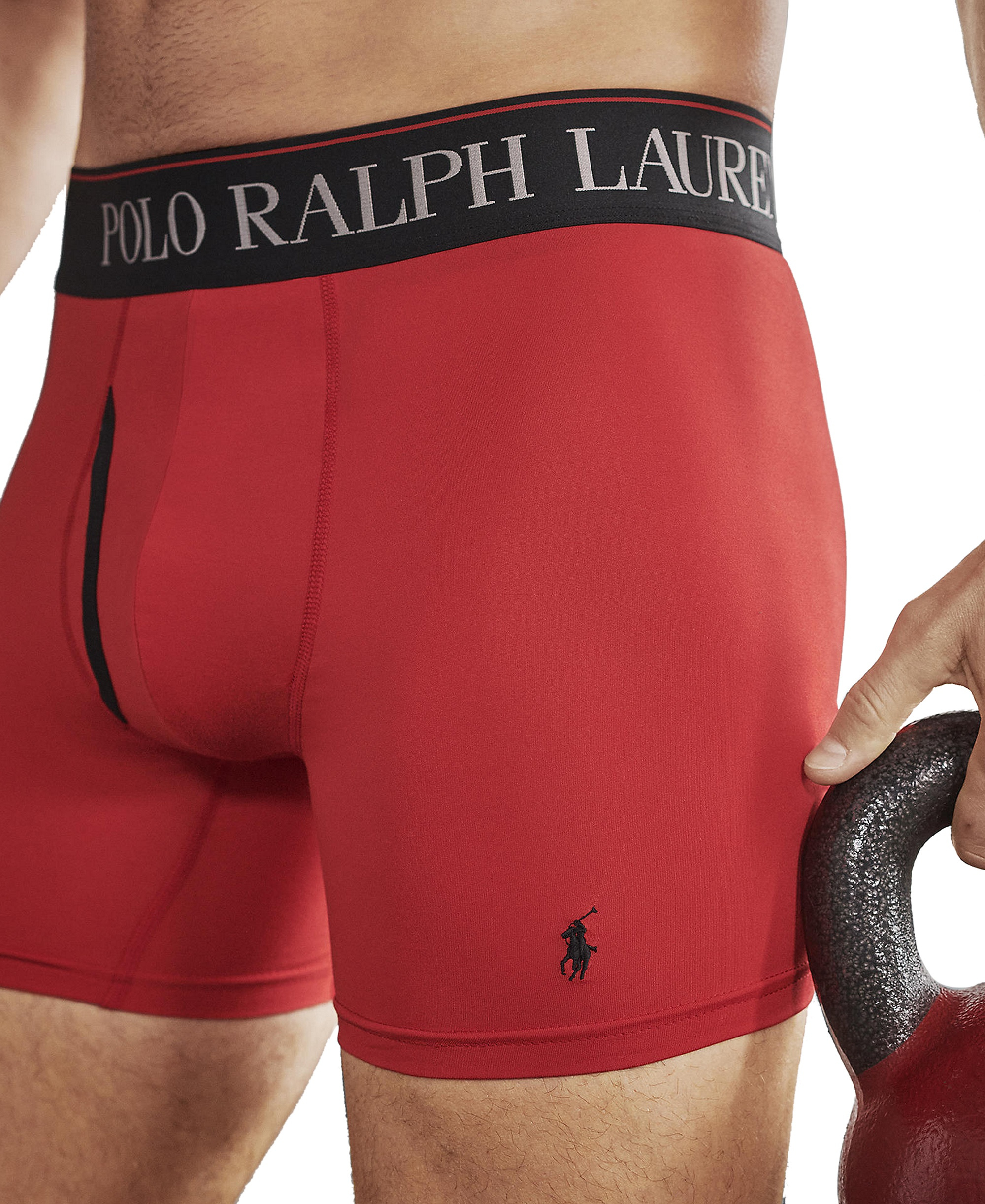 Polo Ralph Lauren Men's 3-Pack 4-D Flex Cool Microfiber Boxer Briefs - Charcoal /Red / Polo Black