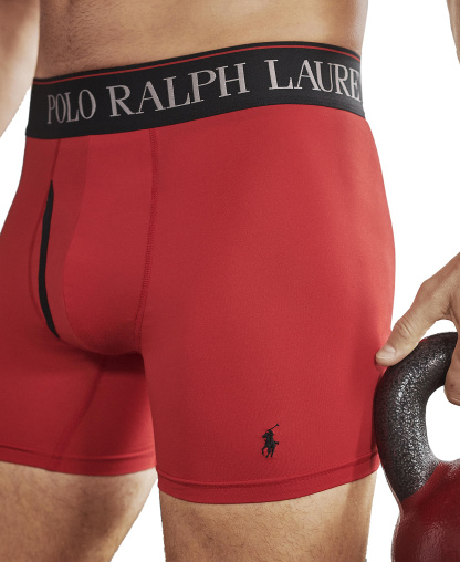 Polo Ralph Lauren Men's 3-Pack 4-D Flex Cool Microfiber Boxer Briefs - Charcoal /Red / Polo Black