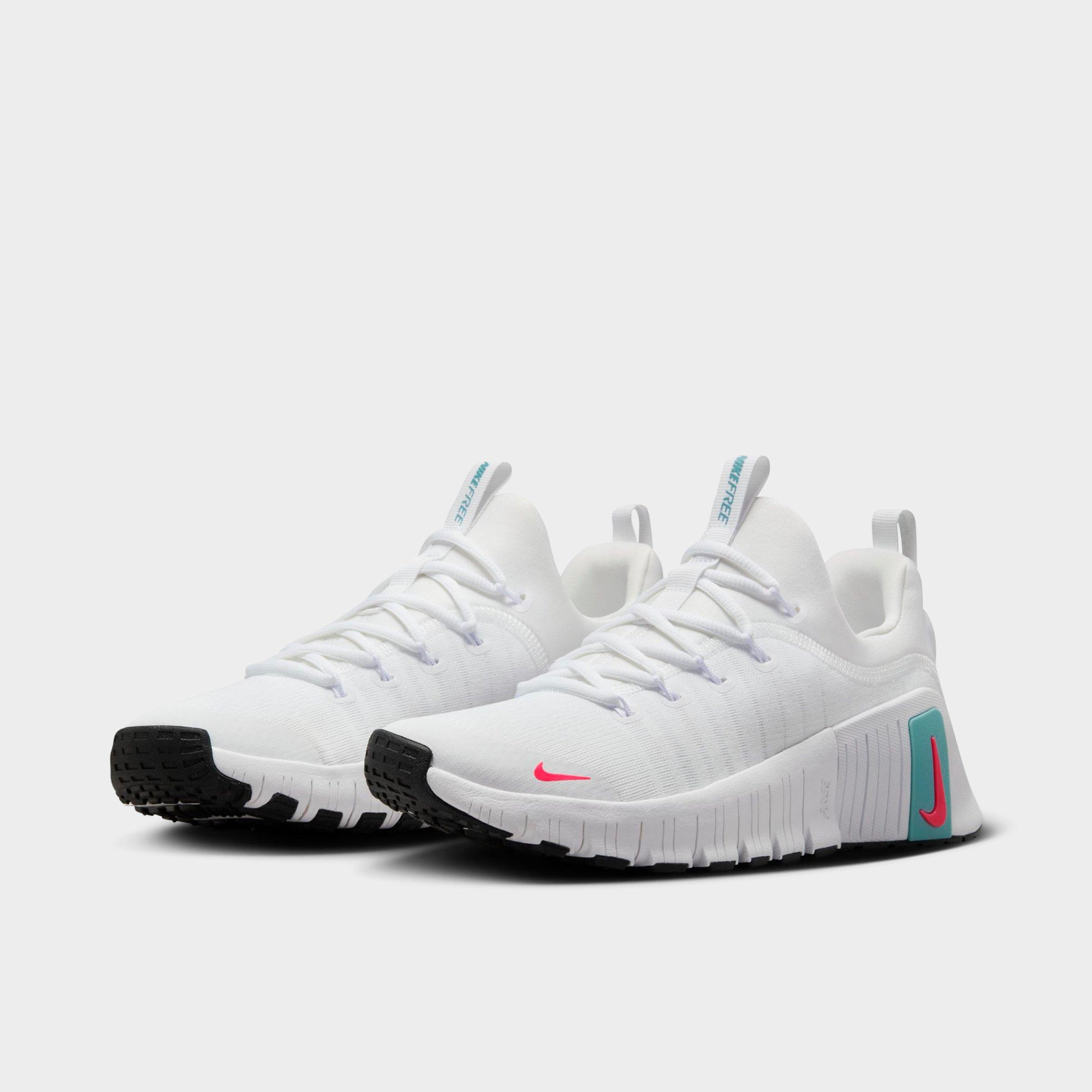 Women's Nithtke Free Metcon 6 Training Shoes - White/Hot Punch/Denim Turquoise/Black - Both shoes facing left