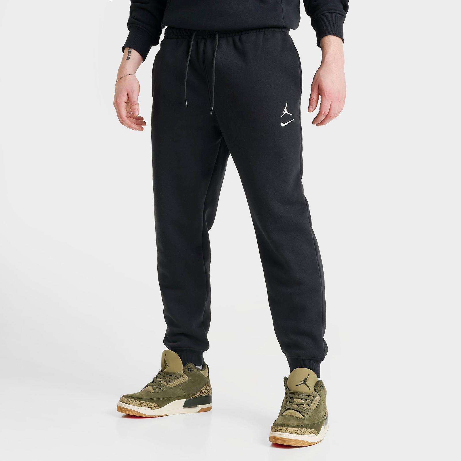 Men's Jordan Swoosh Brooklyn Fleece Jogger Pants - Black/White - view 1