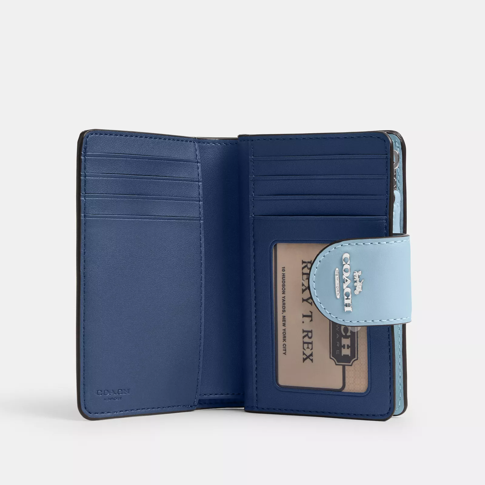 Medium Corner Zip Wallet With Floral Print - Silver/Blue Multi - view 2