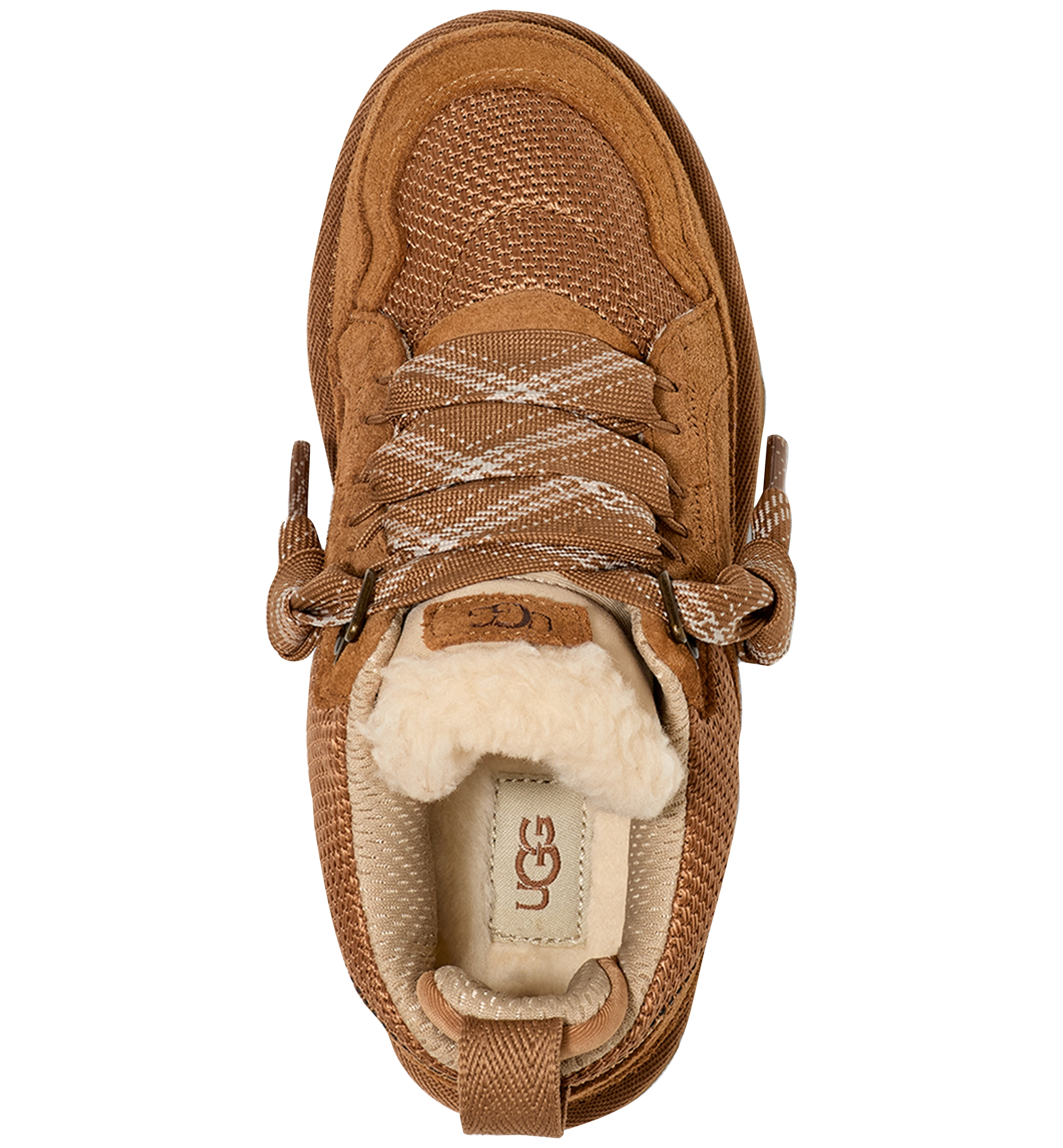 UGG® Kids' Lowmel Lace-Up Cozy Sneakers - Chestnut