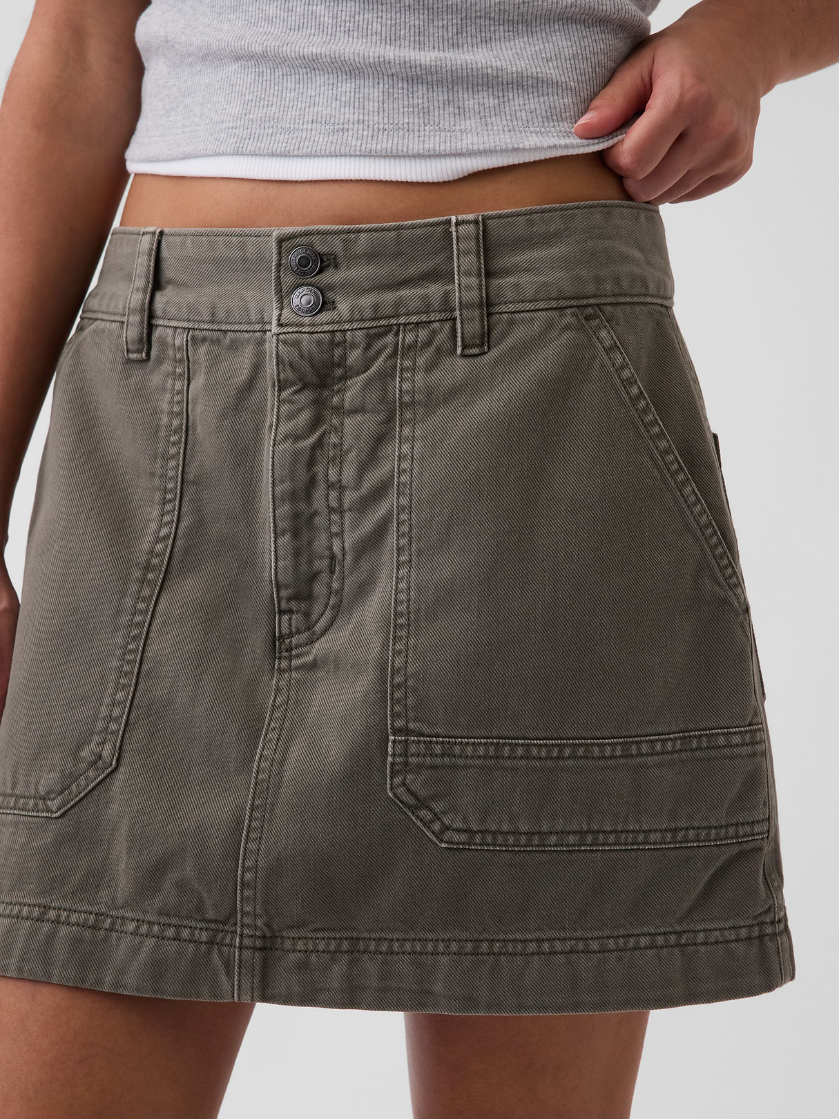 High Rise Mini Utility Skort - Black moss green