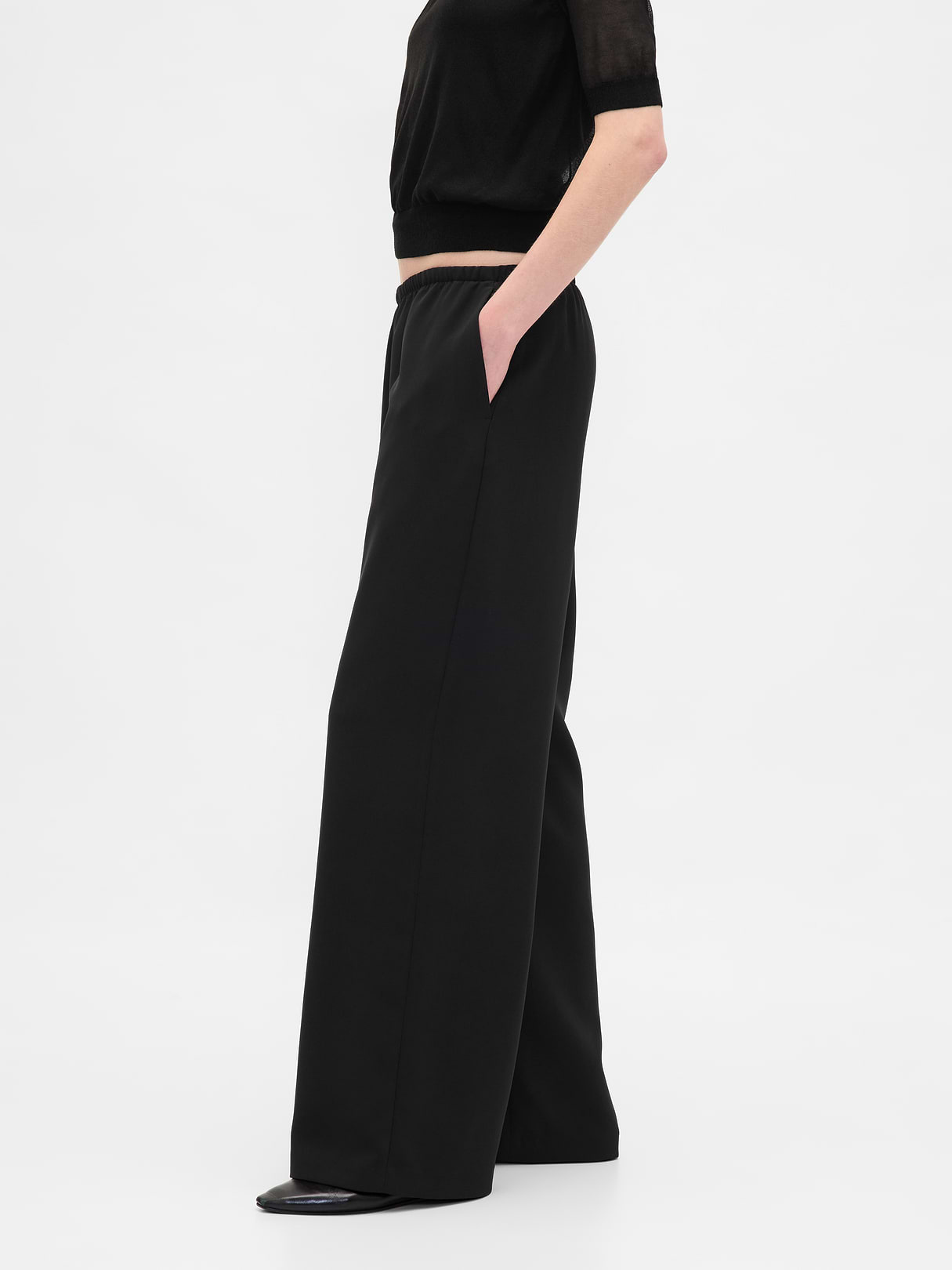 Easy Wide-Leg Pants - Black
