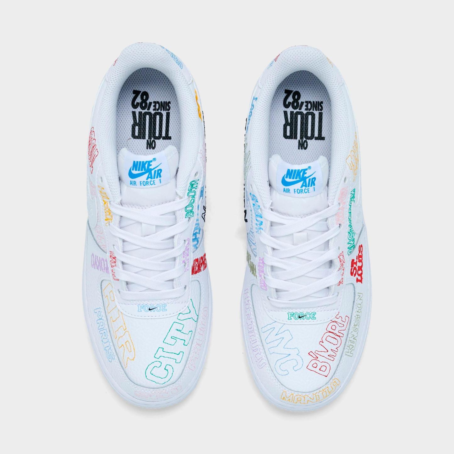 Big Kids' Nithtke Air Force 1 LV8 1 Casual Shoes - White/White - Top view