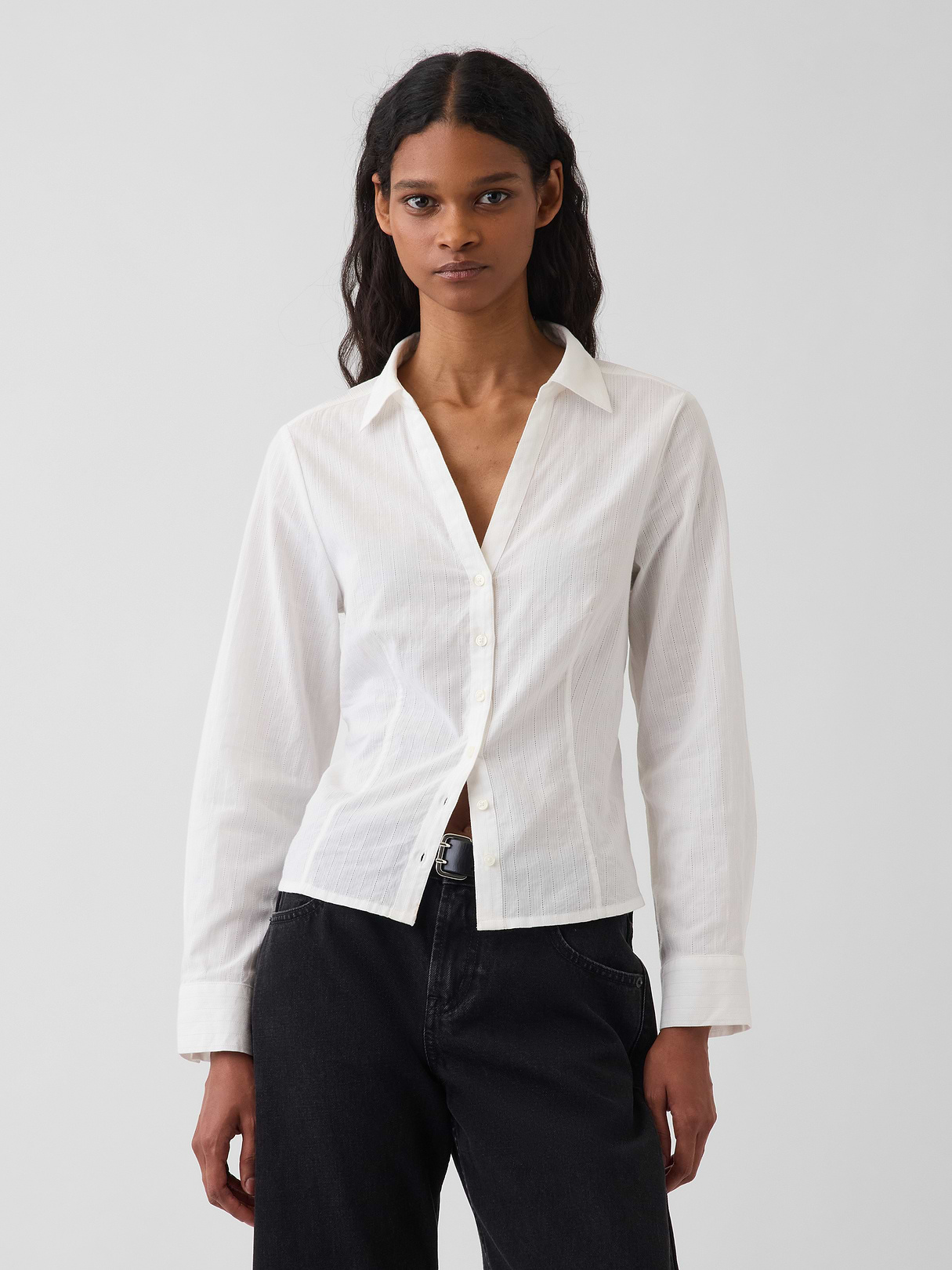 Textured Dobby Fitted Shirt - New off white