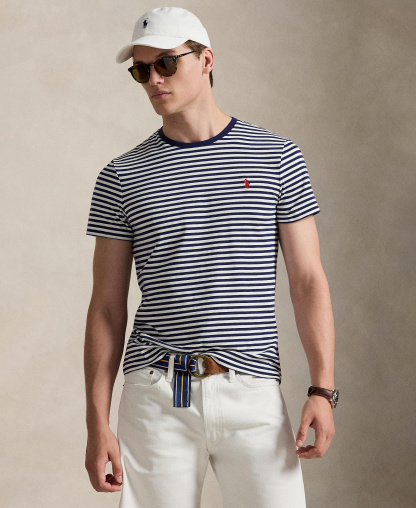 Polo Ralph Lauren Men's Classic-Fit Stripe T-Shirt - Newport Navy/White