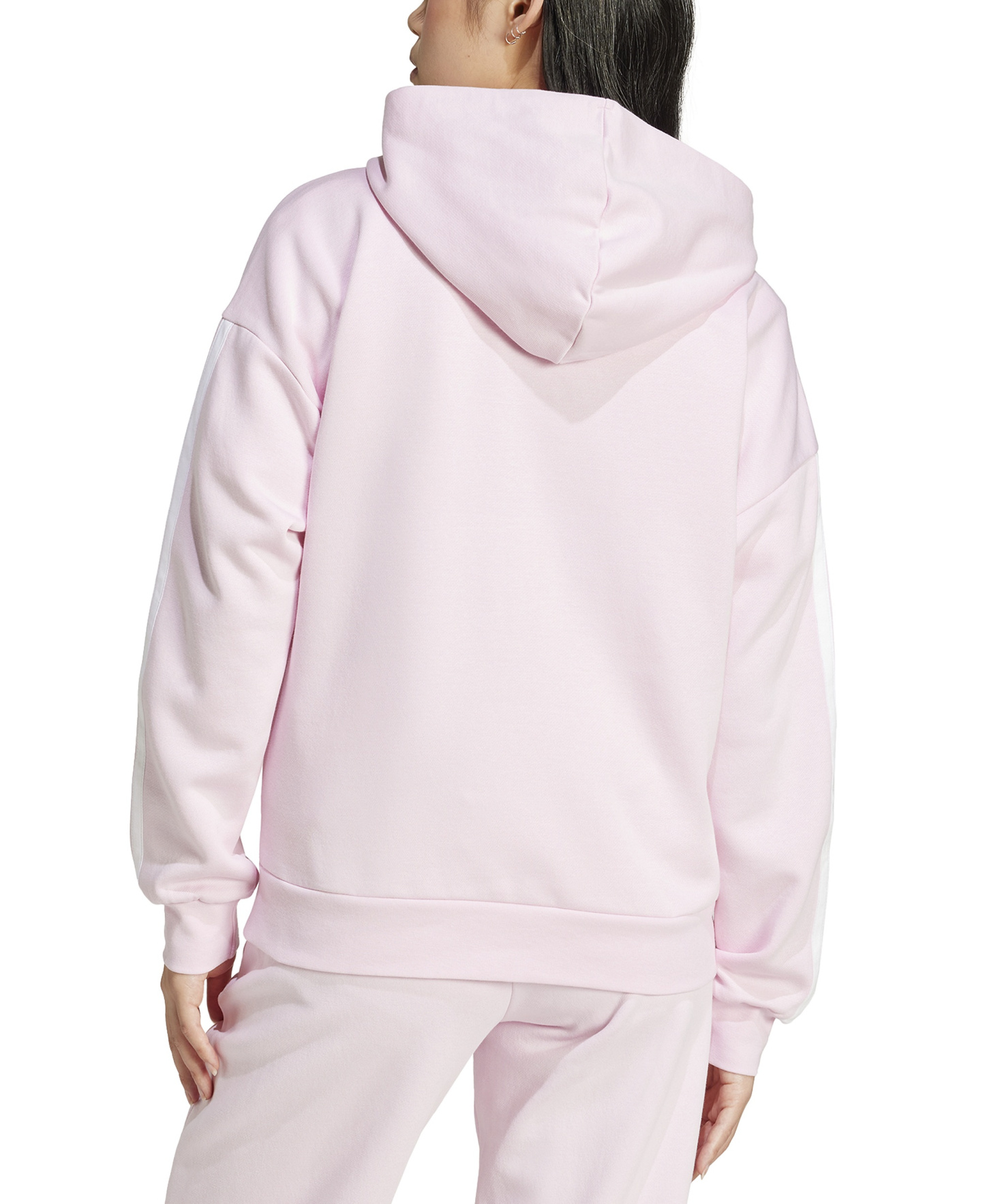 adidas Women's 3-Stripe Fleece Full-Zip Hoodie - Clear Pink/White