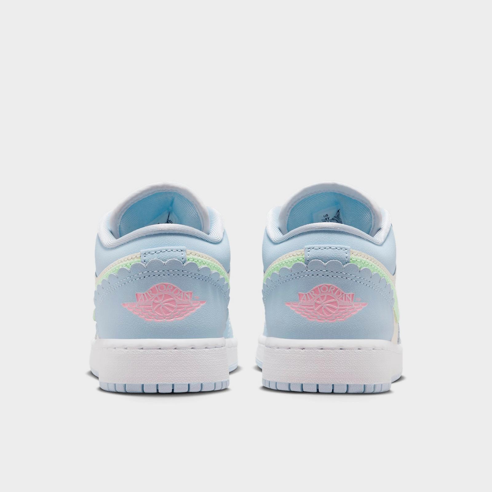 Big Kids' Air Jordan Retro 1 Low SE Casual Shoes - Half Blue/Sail/White/Vapor Green - view 4