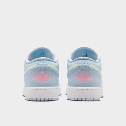 Big Kids' Air Jordan Retro 1 Low SE Casual Shoes - Half Blue/Sail/White/Vapor Green - view 4