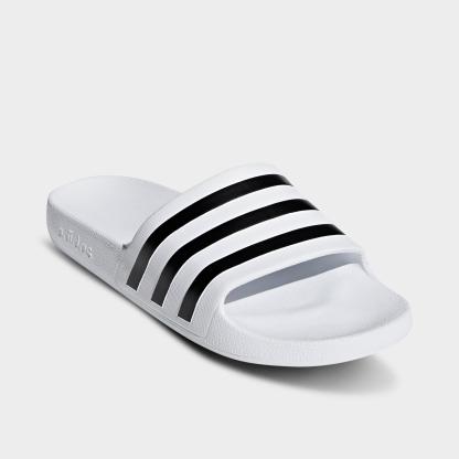 adidas adilette Aqua Slide Sandals - White/Black/White - Both shoes facing left