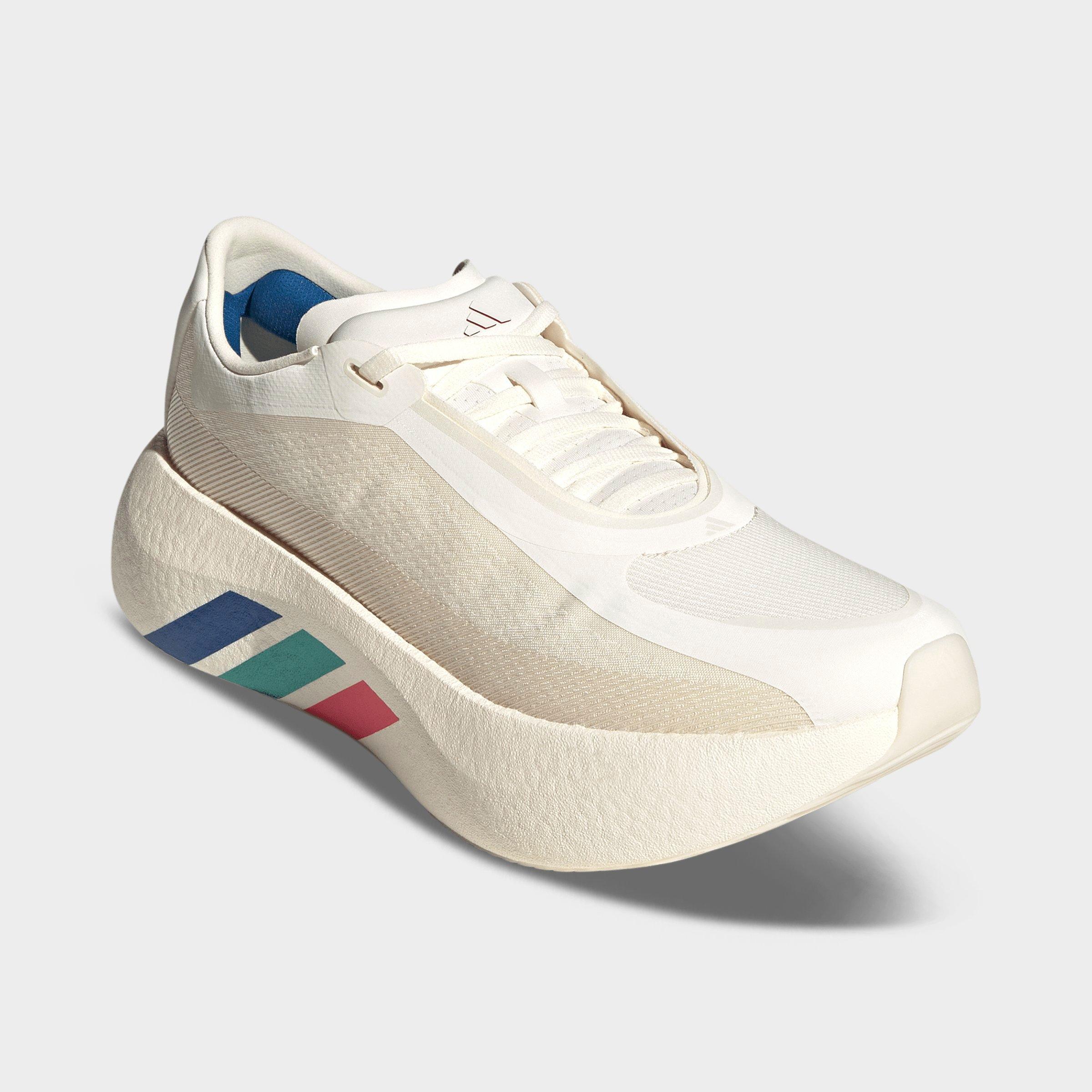 Men's adidas Hyperboost Edge Running Shoes - Part 1 - Off White/Pure Ruby/Gold Metallic - Both shoes facing left