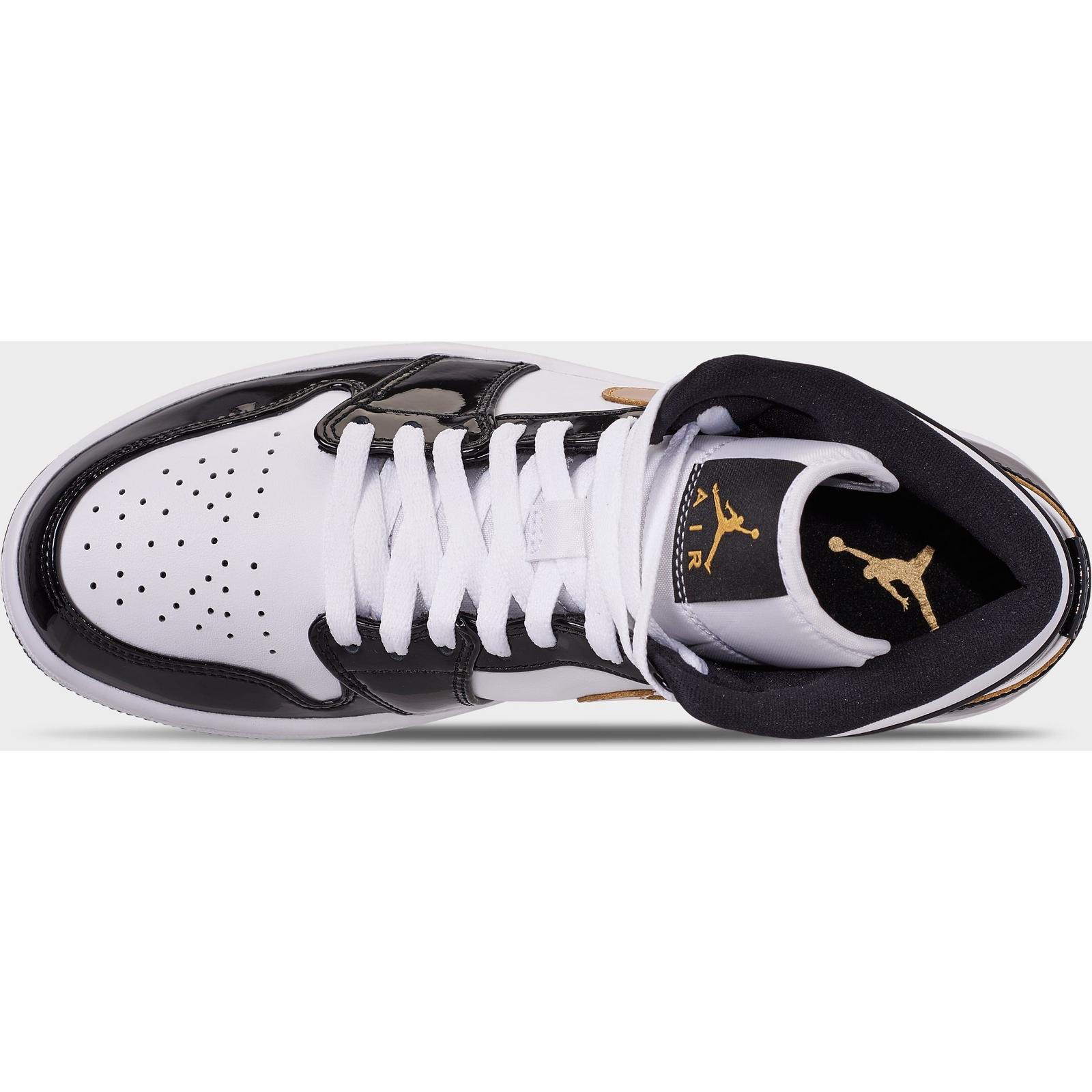 Men's Air Jordan Retro 1 Mid SE Casual Shoes - Black/Metallic Gold/White - view 7